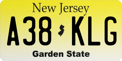 NJ license plate A38KLG