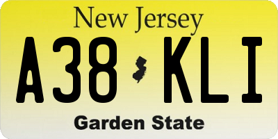 NJ license plate A38KLI
