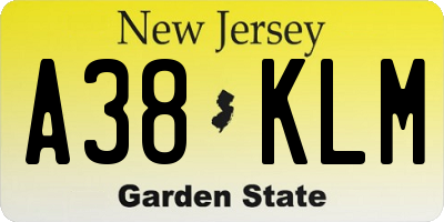 NJ license plate A38KLM