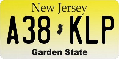 NJ license plate A38KLP