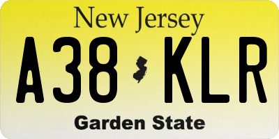 NJ license plate A38KLR