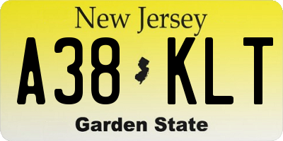 NJ license plate A38KLT