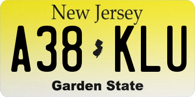 NJ license plate A38KLU