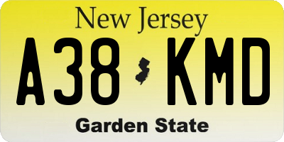 NJ license plate A38KMD