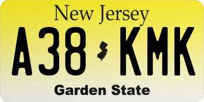 NJ license plate A38KMK