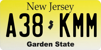 NJ license plate A38KMM