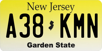NJ license plate A38KMN