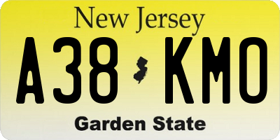 NJ license plate A38KMO