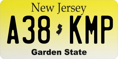 NJ license plate A38KMP