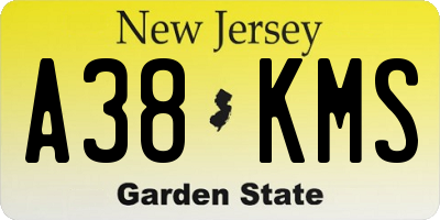 NJ license plate A38KMS