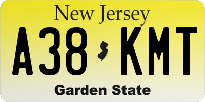 NJ license plate A38KMT