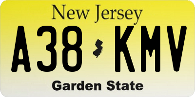 NJ license plate A38KMV