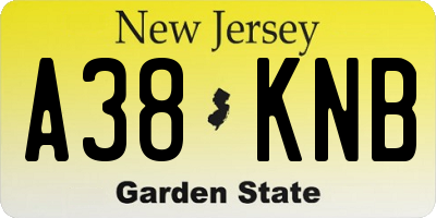 NJ license plate A38KNB