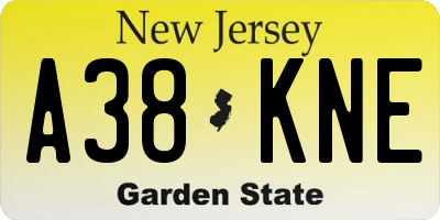 NJ license plate A38KNE