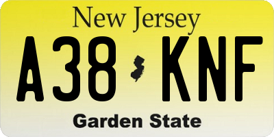NJ license plate A38KNF