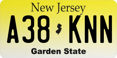 NJ license plate A38KNN