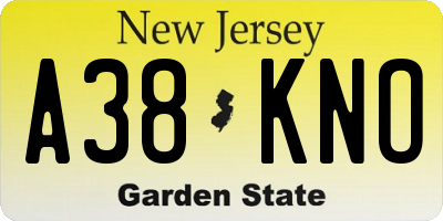 NJ license plate A38KNO