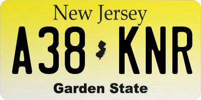 NJ license plate A38KNR
