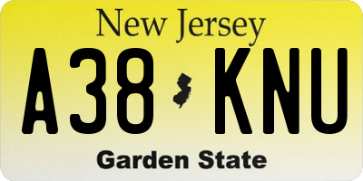 NJ license plate A38KNU
