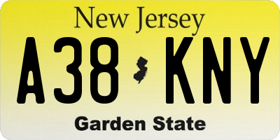 NJ license plate A38KNY