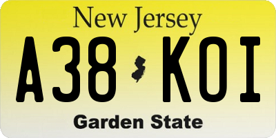 NJ license plate A38KOI