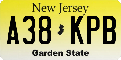 NJ license plate A38KPB