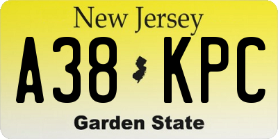 NJ license plate A38KPC