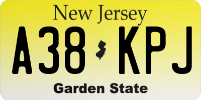NJ license plate A38KPJ