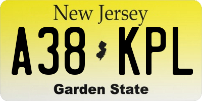 NJ license plate A38KPL