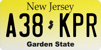 NJ license plate A38KPR