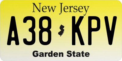 NJ license plate A38KPV