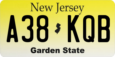 NJ license plate A38KQB