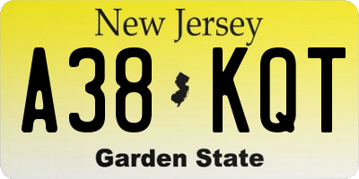 NJ license plate A38KQT