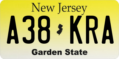 NJ license plate A38KRA