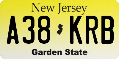 NJ license plate A38KRB