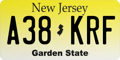 NJ license plate A38KRF