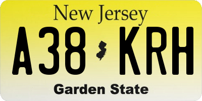 NJ license plate A38KRH