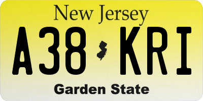 NJ license plate A38KRI