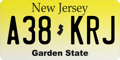 NJ license plate A38KRJ