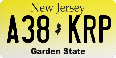 NJ license plate A38KRP