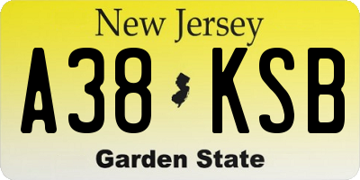NJ license plate A38KSB