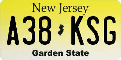 NJ license plate A38KSG