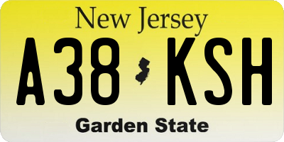 NJ license plate A38KSH