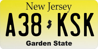 NJ license plate A38KSK
