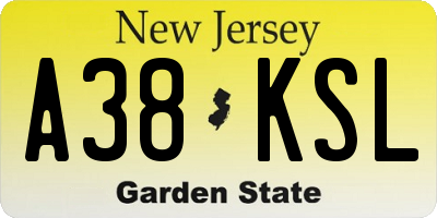NJ license plate A38KSL