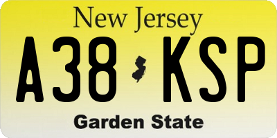 NJ license plate A38KSP