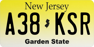 NJ license plate A38KSR
