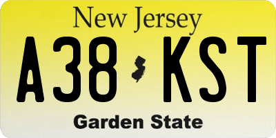 NJ license plate A38KST