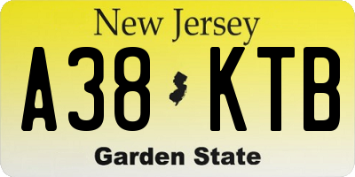 NJ license plate A38KTB