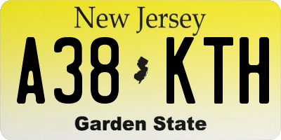 NJ license plate A38KTH